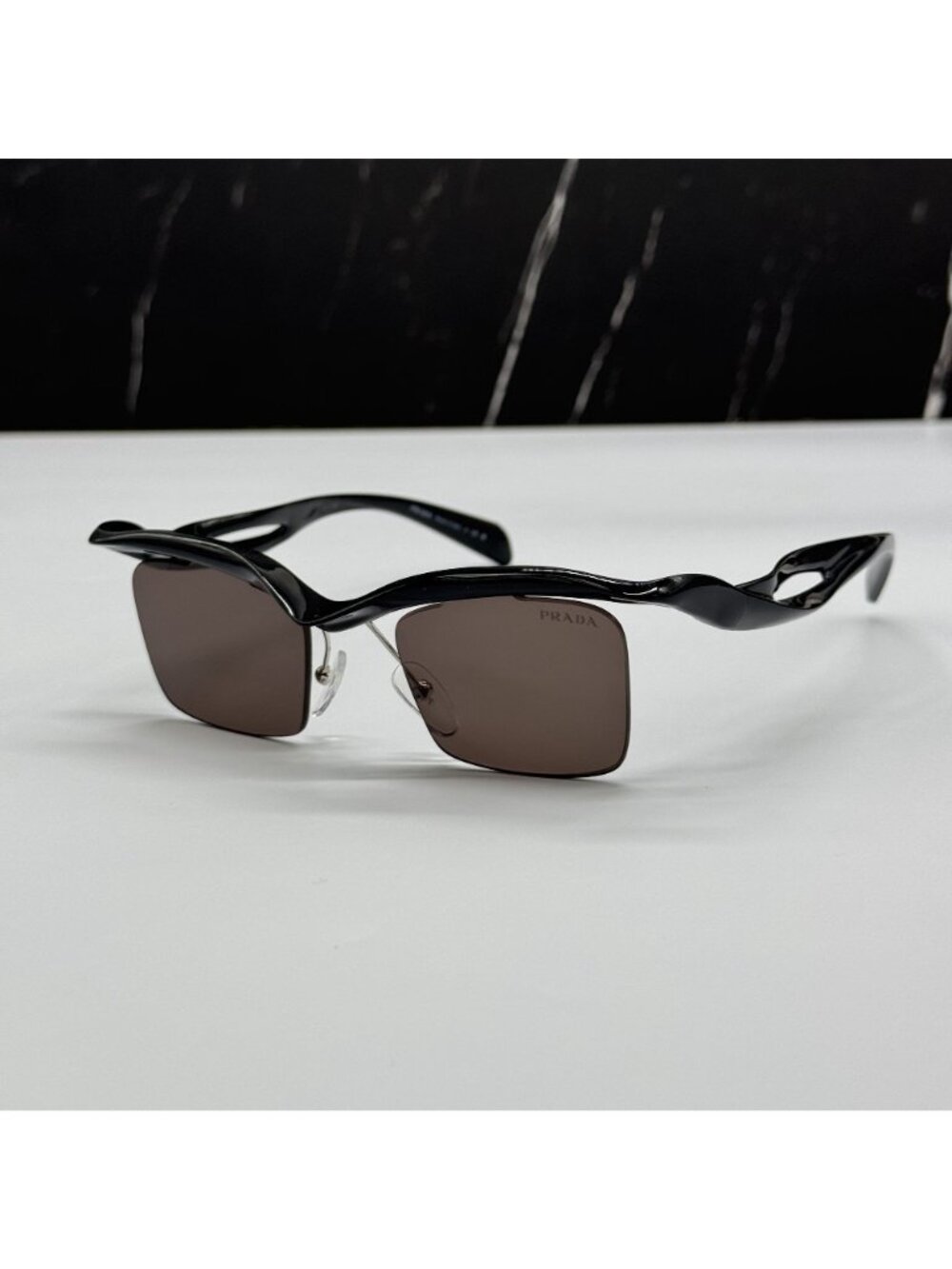 NEW PRADA PRA15S 1AB8C1 SUNGLASSES PR A15S 1AB8C1 SQUARE BLACK UNISEX SPR A15S - Picture 3 of 13